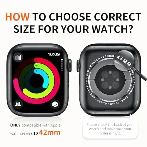 Rontion 6 Pack Hard PC Case Compatible with Apple Watch Series 11/10 42mm with Tempered Glass Screen Protector, Ultra-Thin Scratch Resistant Protective Bumper Cover for iWatch 11/10 42mm Accessories - RONTION (1)