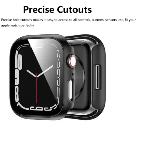 Rontion 6 Pack Hard PC Case Built in Tempered Glass Screen Protector Compatible with Apple Watch Series 9 8 7 45mm, Ultra-Thin Scratch Resistant Full Protective Bumper Covers for iWatch 45mm - 4