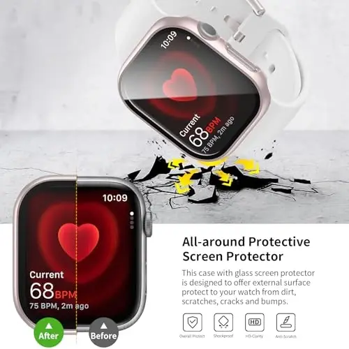 Rontion 6 Pack Hard PC Case Compatible with Apple Watch Series 11/10 46mm with Tempered Glass Screen Protector, Ultra-Thin Scratch Resistant Protective Bumper Cover for iWatch 11/10 46mm Accessories - 3