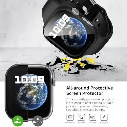 Rontion 6 Pack Hard PC Case Compatible with Apple Watch Series 11/10 46mm with Tempered Glass Screen Protector, Ultra-Thin Scratch Resistant Protective Bumper Cover for iWatch 11/10 46mm Accessories - 3