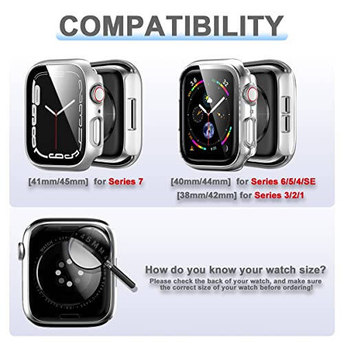 Rontion 6'lı Sert PC Kılıf Apple Watch 44mm SE(2022) Series 6/SE/5/4 İçin Temperli Cam Ekran Koruyucu ile Ultra İnce Çizilmeye Dayanıklı Tam Koruyucu Tampon Kapak iWatch 44mm Aksesuarları - 2