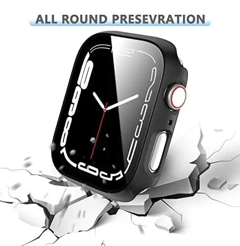 Rontion 6 Pack Hard PC Case Built in Tempered Glass Screen Protector Compatible with Apple Watch Series 9 8 7 41mm, Ultra-Thin Scratch Resistant Full Protective Bumper Cover for iWatch 41mm - 3