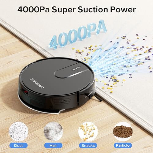 ROPVACNIC Robot Vacuum Cleaner, 4000Pa Suction, Personalized Cleaning Adjustments, Self-Charging Robotic Vacuum Cleaner, Advanced Obstacle Avoidance, Black - 5