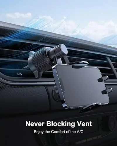Rorhxia Gold Car Vent Phone Mount, [Never Blocking Vent, Enjoy The Comfort of The A/C] Hands-Free Universal Extension Clip Air Phone Holder Car Fit for All Phones iPhone Samsung - 2