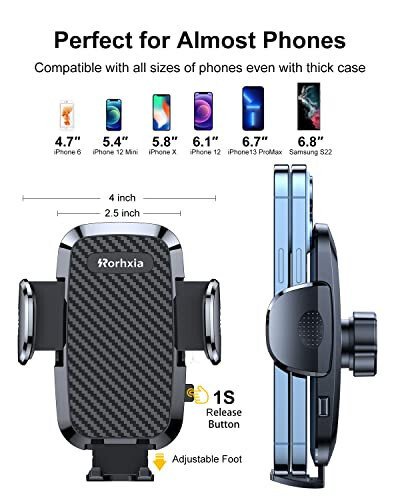 Rorhxia Car Vent Phone Mount, [Never Blocking Vent, Enjoy The Comfort of The A/C] Hands-Free Universal Extension Clip Air Phone Holder Car Fit for All Phones iPhone Samsung More - 10