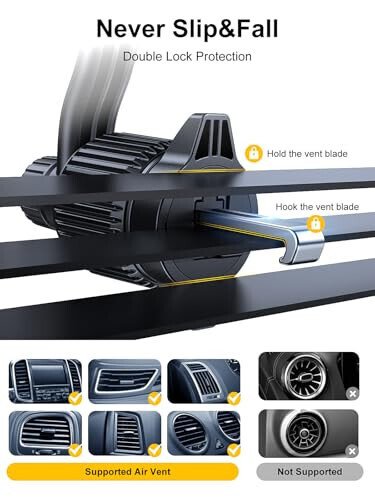 Rorhxia Car Vent Phone Mount, [Never Blocking Vent, Enjoy The Comfort of The A/C] Hands-Free Universal Extension Clip Air Phone Holder Car Fit for All Phones iPhone Samsung More - 5