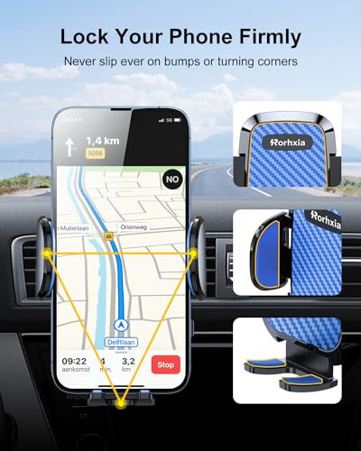 Rorhxia Blue Car Vent Phone Mount, [Never Blocking Vent, Enjoy The Comfort of The A/C] Hands-Free Universal Extension Clip Air Phone Holder Car Fit for All Phones iPhone Samsung - Rorhxia (1)