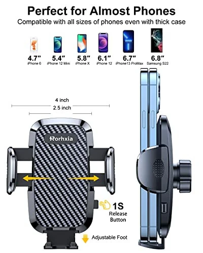 Rorhxia Car Vent Phone Mount, [Never Blocking Vent, Enjoy The Comfort of The A/C] Hands-Free Universal Extension Clip Air Phone Holder Car Fit for All Phones iPhone Samsung More - 13