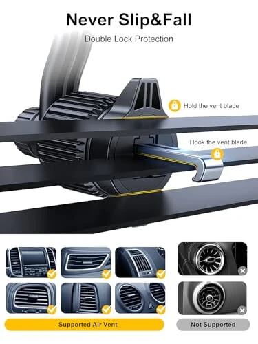Rorhxia Car Vent Phone Mount, [Never Blocking Vent, Enjoy The Comfort of The A/C] Hands-Free Universal Extension Clip Air Phone Holder Car Fit for All Phones iPhone Samsung More - 5