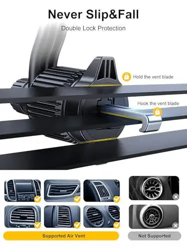 Rorhxia Car Vent Phone Mount, [Never Blocking Vent, Enjoy The Comfort of The A/C] Hands-Free Universal Extension Clip Air Phone Holder Car Fit for All Phones iPhone Samsung More - 5