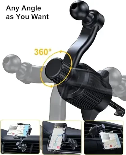 Rorhxia Gold Car Vent Phone Mount, [Never Blocking Vent, Enjoy The Comfort of The A/C] Hands-Free Universal Extension Clip Air Phone Holder Car Fit for All Phones iPhone Samsung - 3