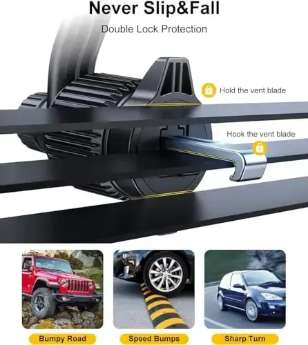 Rorhxia Gold Car Vent Phone Mount, [Never Blocking Vent, Enjoy The Comfort of The A/C] Hands-Free Universal Extension Clip Air Phone Holder Car Fit for All Phones iPhone Samsung - 5