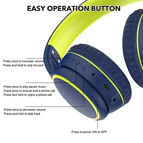 RORSOU B10 Беспроводные Bluetooth накладные наушники, Легкие складные стерео наушники с микрофоном, 50 часов воспроизведения, Регулировка громкости, Bluetooth 5.3 наушники для iPad/Путешествий/Планшета/ПК (Синий) - 5
