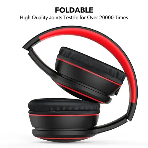 RORSOU B10 Bluetooth Headphones Over Ear, 2 EQ Music Modes(Normal/Bass) and 50H Playtime Wireless Headphones with Mic, Lightweight Folding HiFi Stereo Headset for iPad/Travel/Tablet/PC/Home (Black) - 2