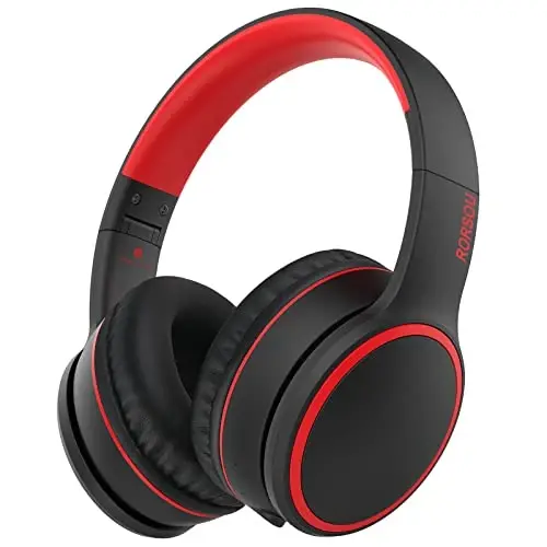 RORSOU B10 Bluetooth Quloqchinlar Quloq Ustida, 2 EQ Musiqa Rejimi(Normal/Bass) va 50H Oʻyin Vaqti Simsiz Mikrofonli Quloqchinlar, iPad/Sayohat/Planshet/Kompyuter/Uy uchun Yengil Buklanadigan HiFi Stereo Garnitura (Qora) 
