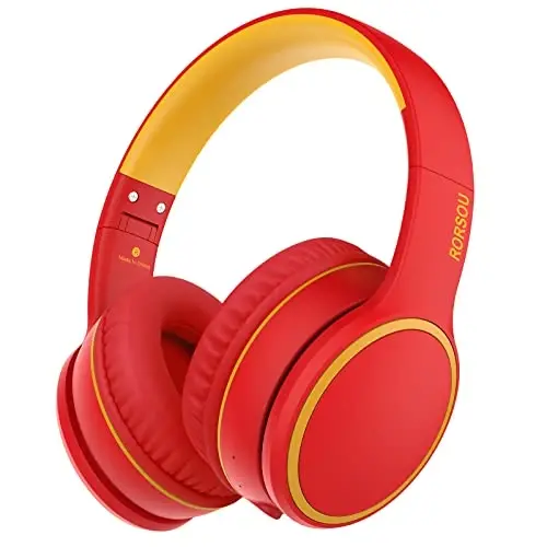 RORSOU B10 Simsiz Bluetooth Quloqchinlari, Yengil Buklanadigan Stereo Bass Garniturasi Mikrofonli, 50 Soat O'yin Vaqti, Ovozni Boshqarish, iPad/Sayohat/Planshet/Kompyuter uchun Bluetooth 5.3 Quloqchinlari (Qizil) 