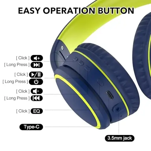 RORSOU B10 Wireless Bluetooth Over-Ear Headphones, Lightweight Folding Stereo Bass Headset with Mic, 50H Playtime, Volume Control, Bluetooth 5.3 Headphones for iPad/Travel/Tablet/PC (Blue) - 1