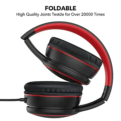 RORSOU R10 Over-Ear Headphones with Microphone, Lightweight Folding Stereo Bass Headset with 1.5M No-Tangle Cord, Portable Wired Headphones for Smartphone Tablet Computer MP3 / 4 (Black) - 3