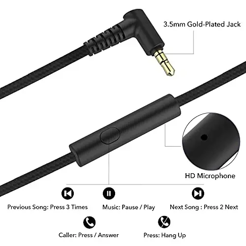 RORSOU R10 Over-Ear Headphones with Microphone, Lightweight Folding Stereo Bass Headset with 1.5M No-Tangle Cord, Portable Wired Headphones for Smartphone Tablet Computer MP3 / 4 (Black) - 5