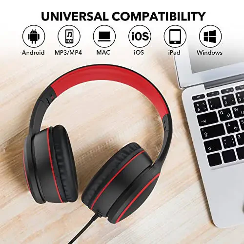 RORSOU R10 Kids Headphones with Microphone, Lightweight Folding Stereo Bass Headphones with 1.5M No-Tangle Cord, Portable Wired Headphones for Smartphone Tablet Computer MP3 / 4 (Black) - 6