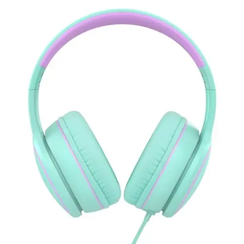 RORSOU R10 Over-Ear Headphones with Microphone Lightweight Folding Stereo Bass Headset with 1.5M No-Tangle Cord Portable Wired Headphones for Smartphone Tablet Computer Green - 4
