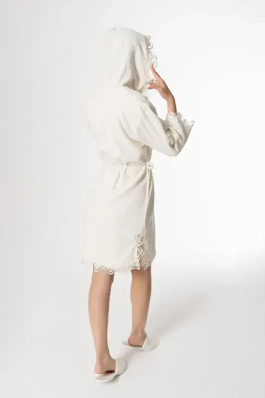 Rosa Bridal Robe Set 5 Pieces Lace Dowry Set-Cream - 3