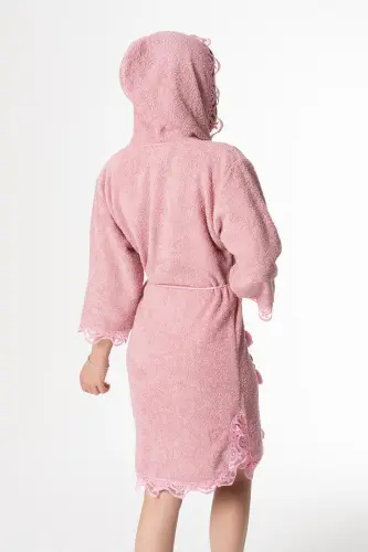 Rosa Bridal Robe Set 5 Pieces Lace Dowry Set-Pink - 3