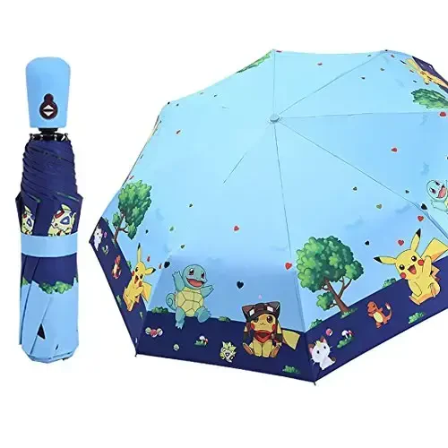 Rosavida Kids Folding Umbrella- Automatic Open- Cartoon- UV Protection- Travel Umbrella Compact Windproof for Girls Boys Women - 1