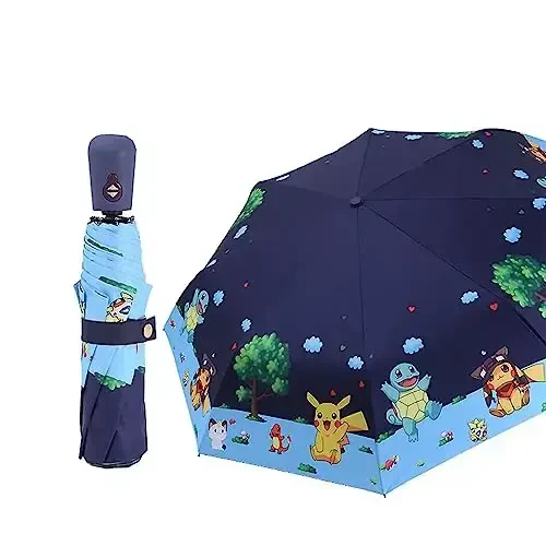 Rosavida Kids Folding Umbrella- Automatic Open- Cartoon- UV Protection- Travel Umbrella Compact Windproof for Girls Boys Women - 6
