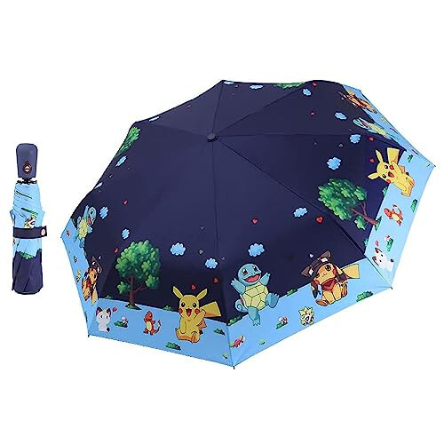 Rosavida Kids Folding Umbrella - Automatic Open - Cartoon - UV Protection - Travel Umbrella Compact Windproof for Girls Boys Women - 1