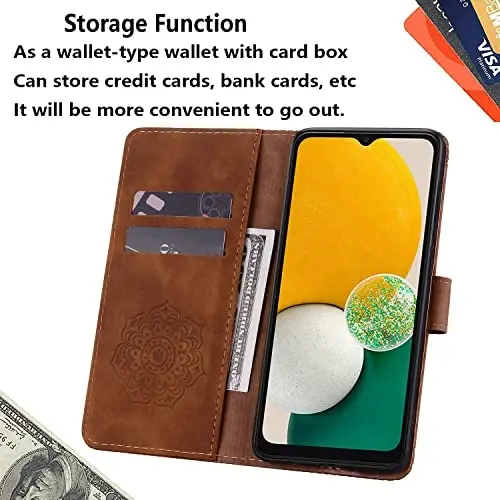 Rosbtib Flip Case for Google Pixel 8, Durable PU Leather Wallet Case with Card Holder Protective Cover for Pixel 8 - Mandala Brown 