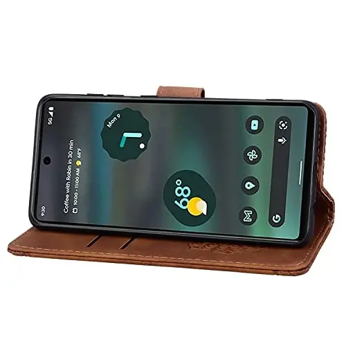 Rosbtib Flip Case for Google Pixel 8, Pixel 8 uchun karta ushlagichli himoya qopqog'i bilan bardoshli PU teri hamyon g'ilofi - Mandala Brown - 2