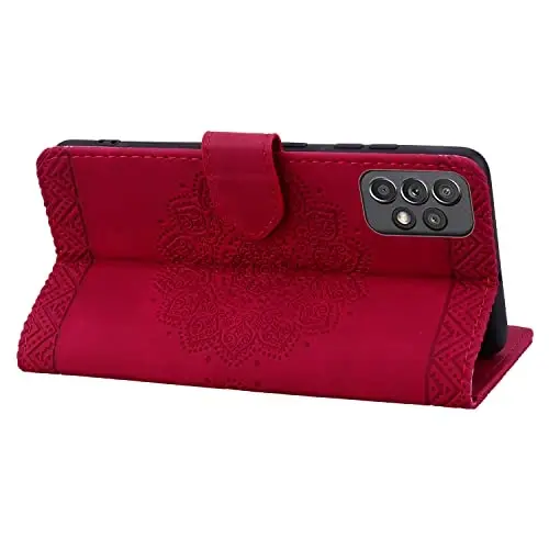 Rosbtib Flip Case for Samsung Galaxy A53 6.5 Inch Cover, Durable PU Leather Mandala Embossed Case with Magnetic Clasp Wallet Phone Cover for Galaxy A53 6.5