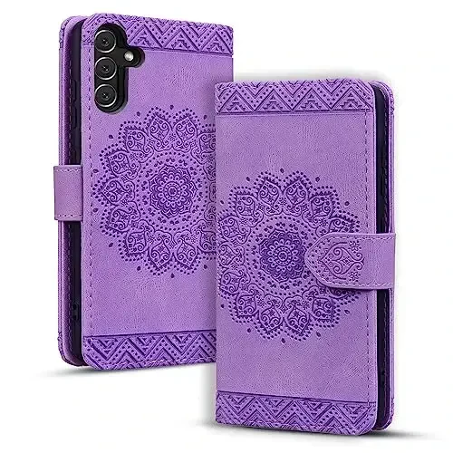 Rosbtib Flip Case for Samsung Galaxy S23 Plus 6.6 Inch Cover, Vintage Premium PU Leather Wallet Phone Case with Mandala Embossed Design Cover for Samsung Galaxy S23+ 6.6