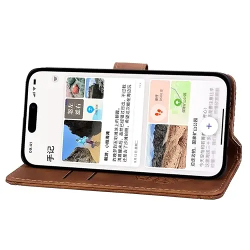 Rosbtib iPhone 15 Pro 6.1 dyuymli g'ilofi uchun Flip Case, Vintage Premium PU Charm Hamyon Telefon Qutisi Mandala Emboslangan Dizayn Qutisi iPhone 15 Pro 6.1