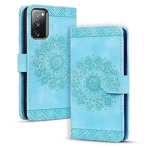 Rosbtib Flip Case for Samsung Galaxy S20 6.2 Inch Cover, Vintage Premium PU Leather Wallet Phone Case with Mandala Embossed Design Cover for Galaxy S20 6.2