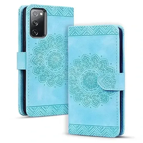 Rosbtib Flip Case for Samsung Galaxy S20 6.2 Inch Cover, Vintage Premium PU Leather Wallet Phone Case with Mandala Embossed Design Cover for Galaxy S20 6.2