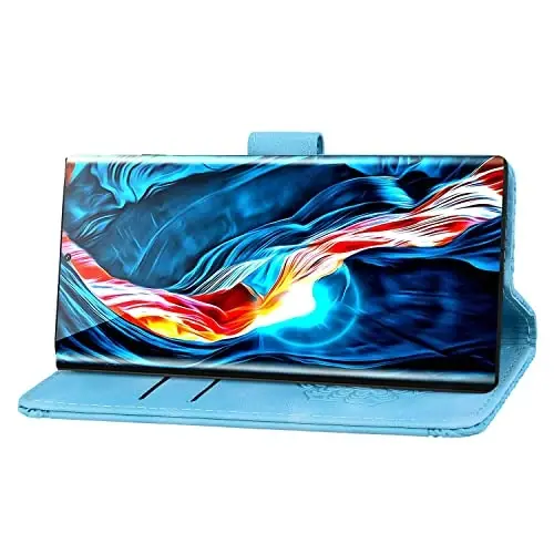 Rosbtib Samsung Galaxy S23 Ultra 6.8 dyuymli qopqoq uchun Flip Case, bardoshli PU Charm zarbga chidamli magnit qisqichli hamyon telefon qopqog'i Galaxy S23 Ultra uchun - Mandala Moviy - MODAZONE (1)