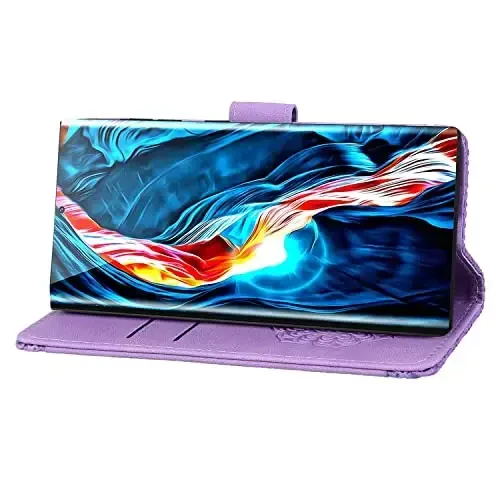 Rosbtib Samsung Galaxy S24 Ultra uchun Flip Case, Galaxy S24 Ultra uchun karta ushlagichli himoya qopqog'i bilan bardoshli PU teri hamyon g'ilofi - Mandala Purple - MODAZONE (1)