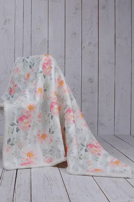 Rose Baby Blanket Thick Sheep Wool Blanket-Pink - 1