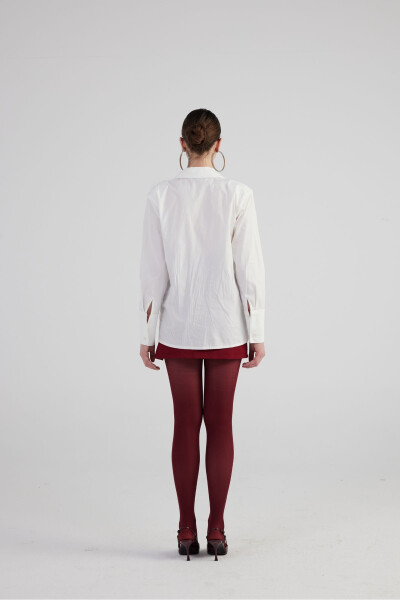 Rose Detail Poplin Madison Shirt White - 5