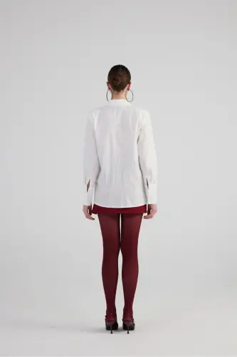 Rose Detail Poplin Madison Shirt White - 6