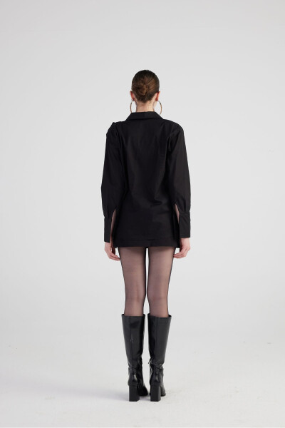 Rose Detailed Poplin Madison Shirt Black - 5