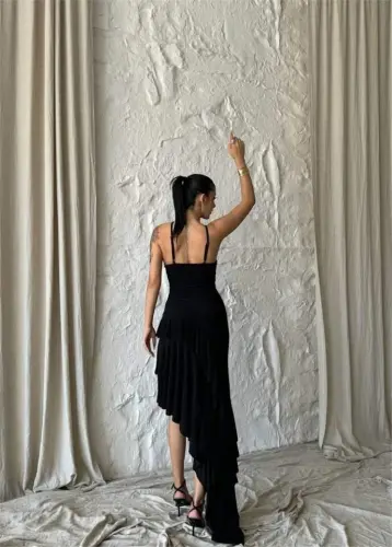 ROSE DRESS ASYMMETRIC LAYERED - Black - BÜYÜKBEDENIZ (1)