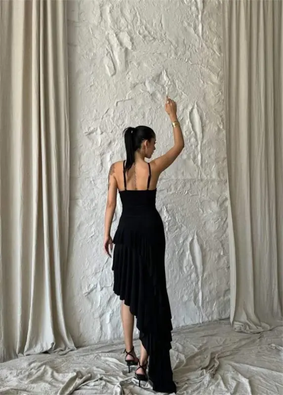 ROSE DRESS ASYMMETRIC LAYERED - Black - 2