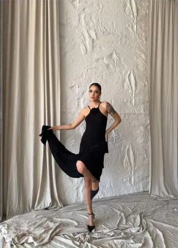 ROSE DRESS ASYMMETRIC LAYERED - Black - 3