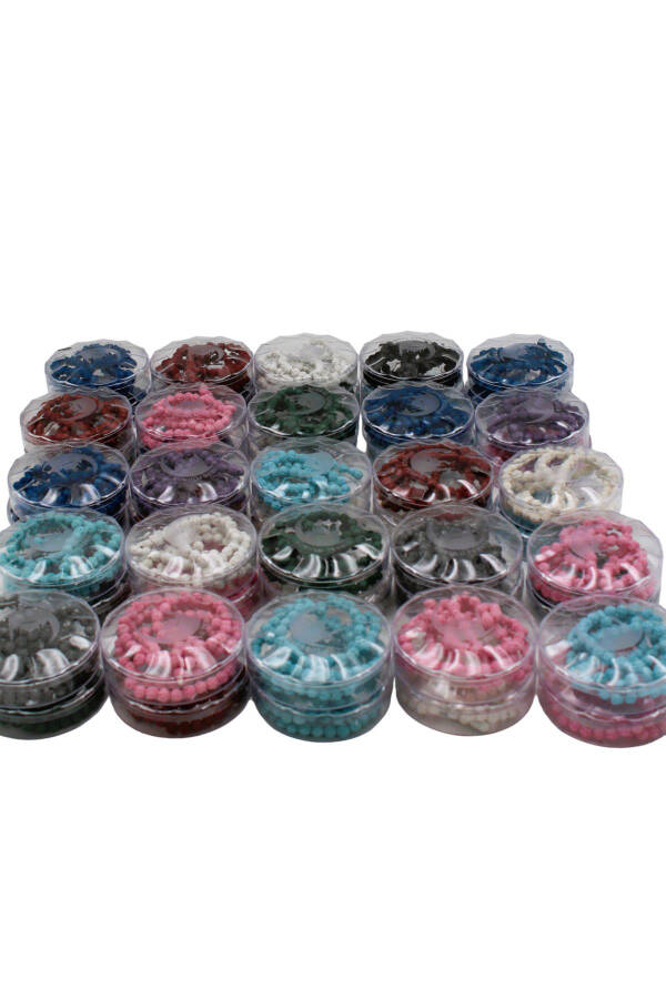 Rose Embroidered Scented Tasbih Beaded Boxed Mixed Color 50 Pieces - 1