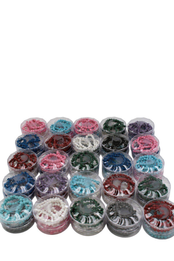 Rose Embroidered Scented Tasbih Beaded Boxed Mixed Color 50 Pieces - 3