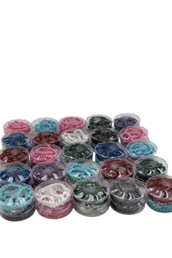 Rose Embroidered Scented Tasbih Beaded Boxed Mixed Color 50 Pieces - 4