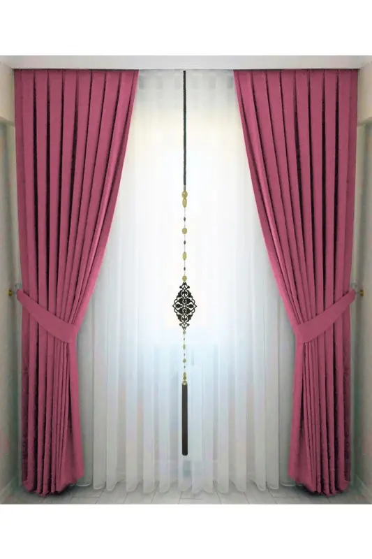 Rose Gold Pleated Velvet Curtain High Quality Single Panel-Rose Gold - 4